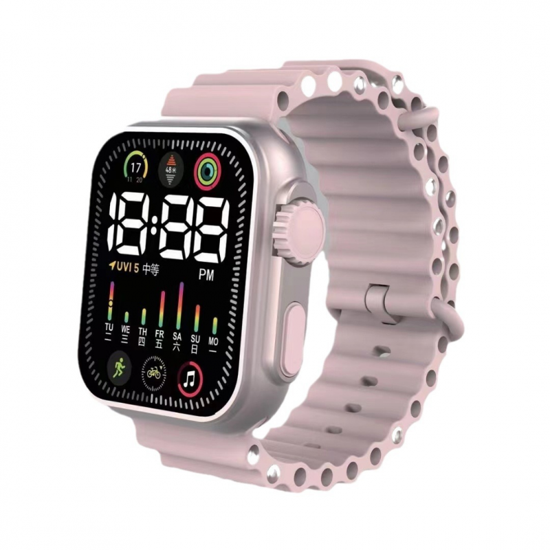 NEW LED Electronic Watch P7 Rose Gold Marine Band Fashion Digital Sports Students Children LED Digital Watch week LED Watch for kids girls boys
