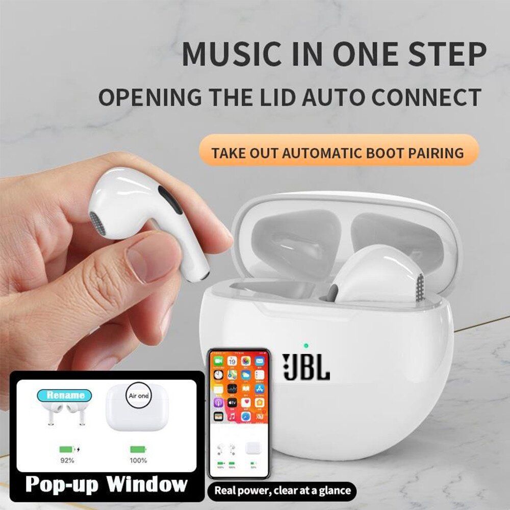 JQSEN Air Pro 6 Wireless Earbuds TWS Bluetooth Earphone headset bluetooth wireless earphone Wireless Headphones with Microphone Fone Sports Noise Reduction Android gaming Earphone Earpods
