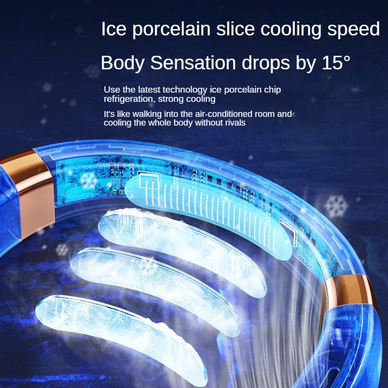 JQSEN Portable Neck Fan strong wind 5 speeds Electric Wireless FAN USB Rechargeable Air Cooling Bladeless Fan Mini Fan 360° Surround Digital Display Hands-free chargeable fan portable cooling fan