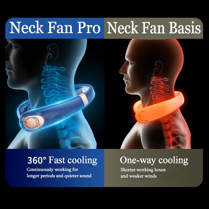 JQSEN Portable Neck Fan strong wind 5 speeds Electric Wireless FAN USB Rechargeable Air Cooling Bladeless Fan Mini Fan 360° Surround Digital Display Hands-free chargeable fan portable cooling fan