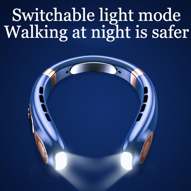JQSEN Portable Neck Fan strong wind 5 speeds Electric Wireless FAN USB Rechargeable Air Cooling Bladeless Fan Mini Fan 360° Surround Digital Display Hands-free chargeable fan portable cooling fan