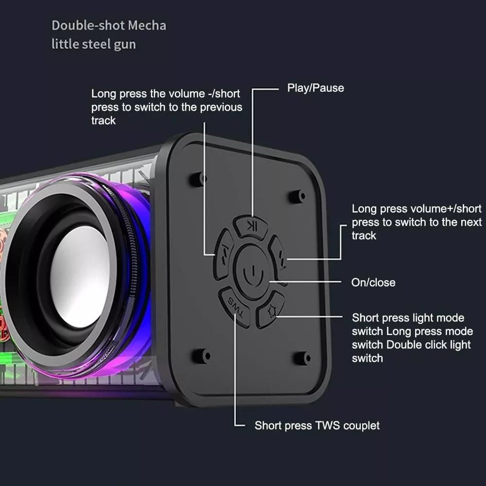 JQSEN V8 Cyberpunk style Bluetooth audio V8 dazzle lights dual speakers high volume Bluetooth speakers TWS series bass RGB mini speaker bluetooth speaker with amplifier support TF card
