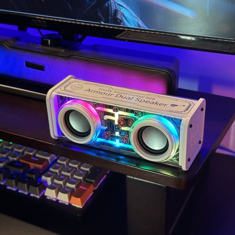 JQSEN V8 Cyberpunk style Bluetooth audio V8 dazzle lights dual speakers high volume Bluetooth speakers TWS series bass RGB mini speaker bluetooth speaker with amplifier support TF card