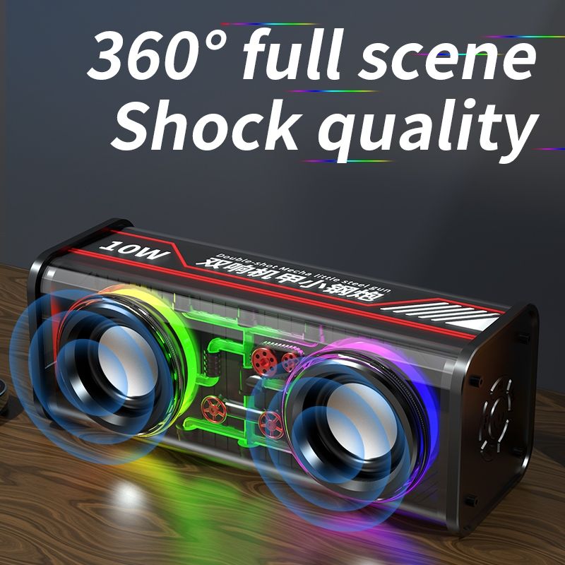 JQSEN V8 Cyberpunk style Bluetooth audio V8 dazzle lights dual speakers high volume Bluetooth speakers TWS series bass RGB mini speaker bluetooth speaker with amplifier support TF card