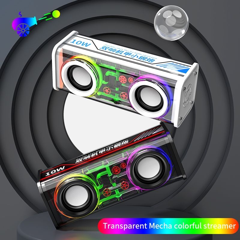 JQSEN V8 Cyberpunk style Bluetooth audio V8 dazzle lights dual speakers high volume Bluetooth speakers TWS series bass RGB mini speaker bluetooth speaker with amplifier support TF card