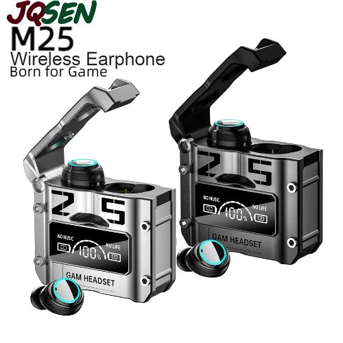 JQSEN Men Earbuds M25 TWS Wireless Bluetooth Earphones Gaming Touch Digital Display Binaural Waterproof Noise Reduction Stereo Music eSports Gaming Headphones Compatiable with IOS Android Power bank