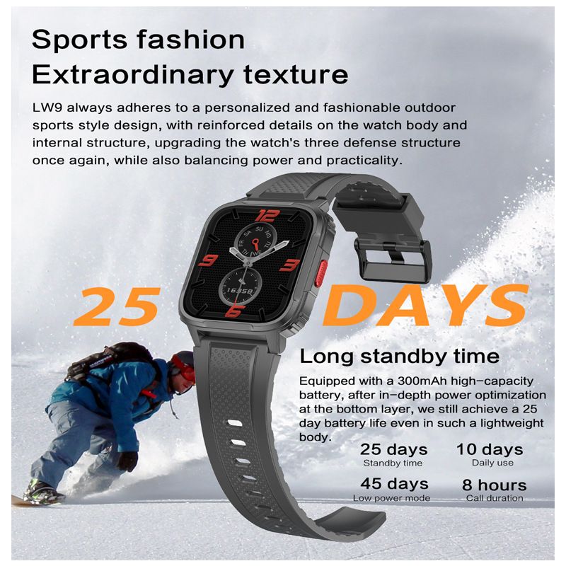 JQSEN IP68 Waterproof smart watch for men Swimming 1.95'' LW9 Smart Watch outdoor Green smart watch bluetooth call Touch Screen heart rate Sleep monitor Fashion sports watch men smartwatch for woman