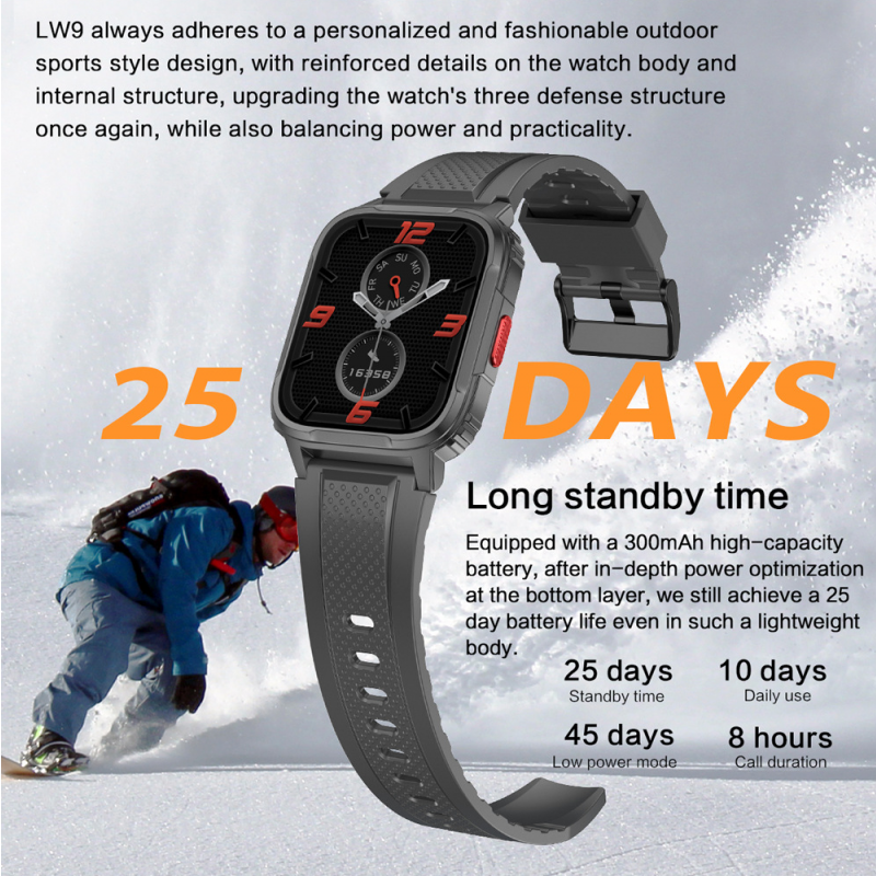 JQSEN IP68 Waterproof smart watch for men Swimming 1.95'' LW9 Smart Watch outdoor Green smart watch bluetooth call Touch Screen heart rate Sleep monitor Fashion sports watch men smartwatch for woman