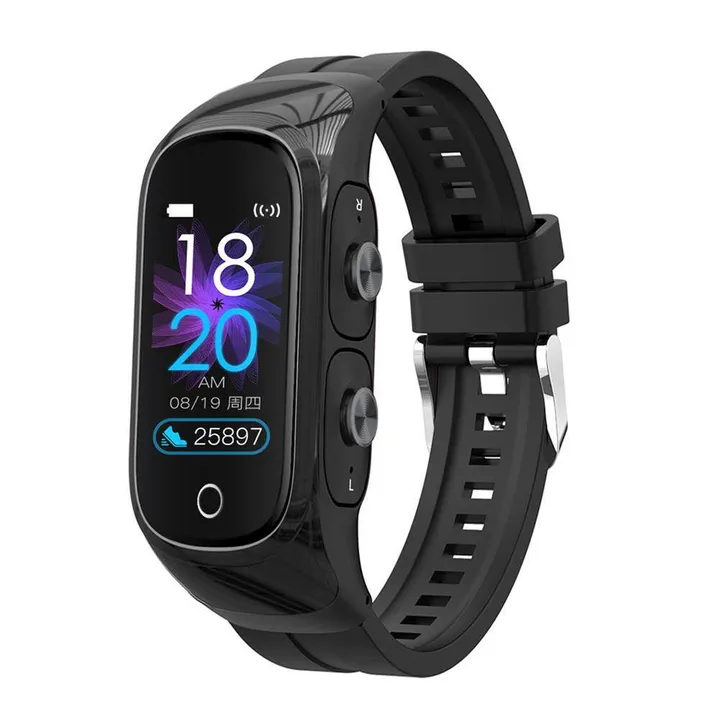 JQSEN N8 Sports Smart Watch With earphones 2 In1 Wireless Bluetooth Earphones woman men wristband Fashion men watch Fitness Tracker earpods Headset Earbuds wireless Earphone with smart watch for men