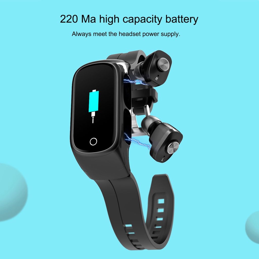 JQSEN N8 Sports Smart Watch With earphones 2 In1 Wireless Bluetooth Earphones woman men wristband Fashion men watch Fitness Tracker earpods Headset Earbuds wireless Earphone with smart watch for men