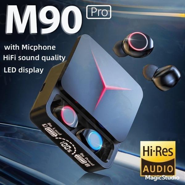 M90 Pro TWS Bluetooth Earphone Gaming Wireless Headset Slide Design With LED Power Display noise canceling stereo sports headphones in-ear earbuds earpods Wireless HIFI Stereo headset with Microphone