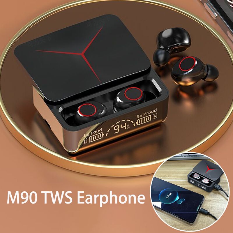 M90 Pro TWS Bluetooth Earphone Gaming Wireless Headset Slide Design With LED Power Display noise canceling stereo sports headphones in-ear earbuds earpods Wireless HIFI Stereo headset with Microphone