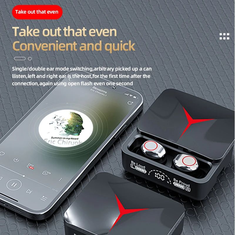 M90 Pro TWS Bluetooth Earphone Gaming Wireless Headset Slide Design With LED Power Display noise canceling stereo sports headphones in-ear earbuds earpods Wireless HIFI Stereo headset with Microphone