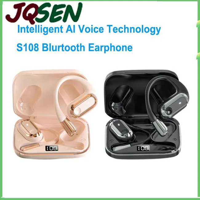 JQSEN Hanging Ear Bluetooth earphones wireless Intelligent AI voice technology OWS Hanging Ear Earbuds S108 Bluetooth Headset Long Battery Life Noise Cancelling Wireless Headset Fast Charging Earbuds