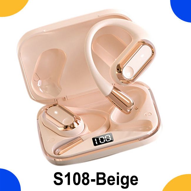 JQSEN Hanging Ear Bluetooth earphones wireless Intelligent AI voice technology OWS Hanging Ear Earbuds S108 Bluetooth Headset Long Battery Life Noise Cancelling Wireless Headset Fast Charging Earbuds