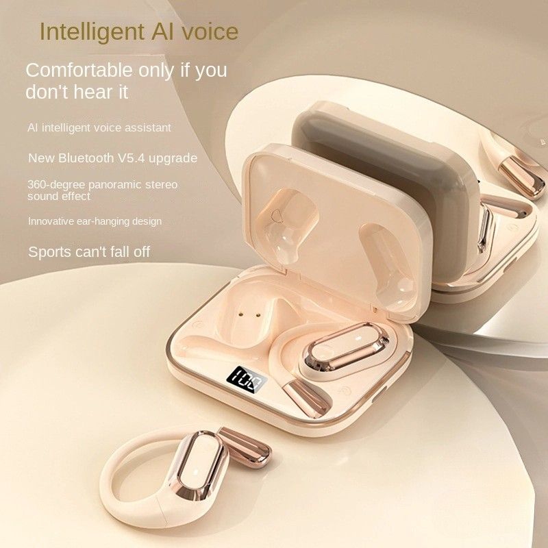 JQSEN Hanging Ear Bluetooth earphones wireless Intelligent AI voice technology OWS Hanging Ear Earbuds S108 Bluetooth Headset Long Battery Life Noise Cancelling Wireless Headset Fast Charging Earbuds