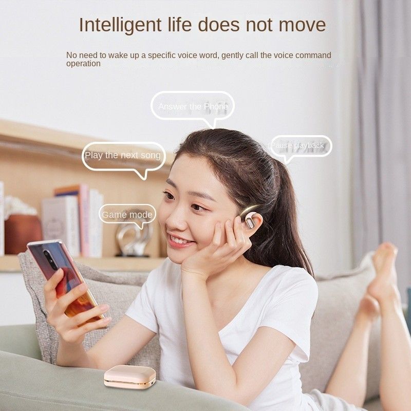 JQSEN Hanging Ear Bluetooth earphones wireless Intelligent AI voice technology OWS Hanging Ear Earbuds S108 Bluetooth Headset Long Battery Life Noise Cancelling Wireless Headset Fast Charging Earbuds