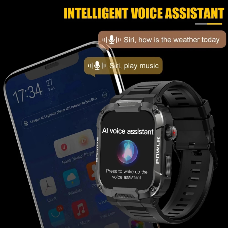 Smartwatches Men Woman MK66 new 1.85 inch large screen Bluetooth call smart watch large battery heart rate blood oxygen IP68 waterproof Smart Watch for men woman Couple Watch Siri AI voice assistant