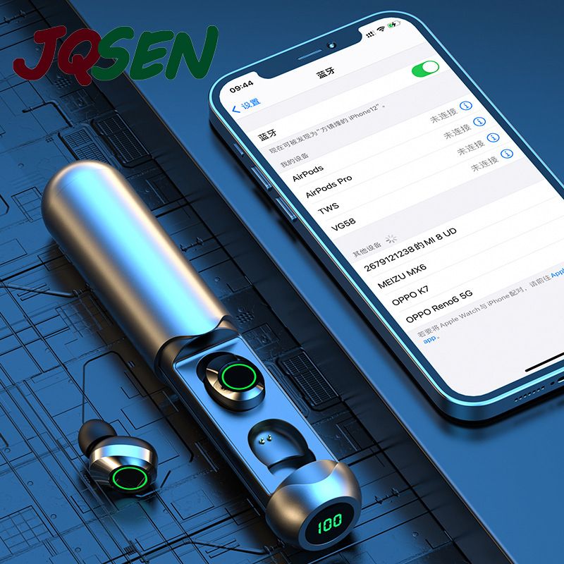 JQSEN Wireless Earphone BQ40 5.3 Bluetooth Earphones with Microphone In-ear Headphones TWS Game Headset waterproof noise reduction Touch Control Sports Earbuds for All Smartphones