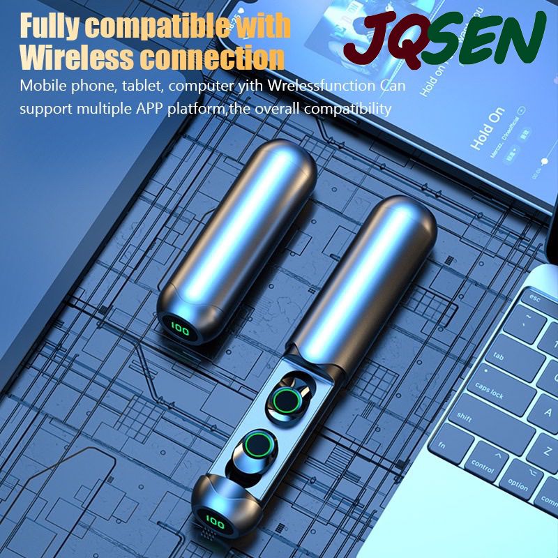 JQSEN Wireless Earphone BQ40 5.3 Bluetooth Earphones with Microphone In-ear Headphones TWS Game Headset waterproof noise reduction Touch Control Sports Earbuds for All Smartphones