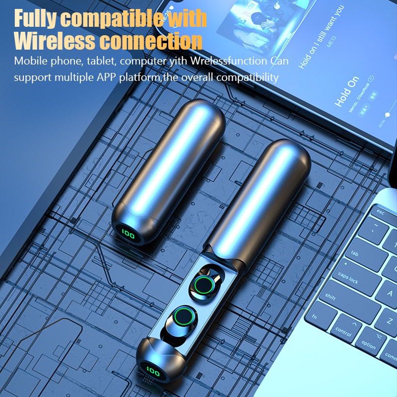 JQSEN Wireless Earphone BQ40 5.3 Bluetooth Earphones with Microphone In-ear Headphones TWS Game Headset waterproof noise reduction Touch Control Sports Earbuds for All Smartphones