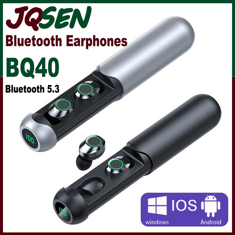 JQSEN Wireless Earphone BQ40 5.3 Bluetooth Earphones with Microphone In-ear Headphones TWS Game Headset waterproof noise reduction Touch Control Sports Earbuds for All Smartphones