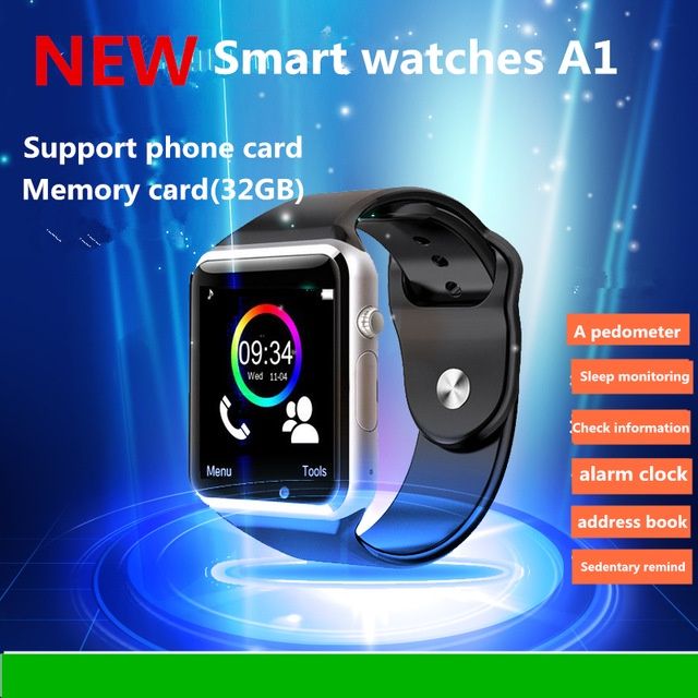 A1 smart watch with Sim Card slot and tf card slot Android sport SmartWatch band Camera pk DZ09 U8 v8 gt08 WristWatch bracelet bluetooth smart watch with sim slot and wifi woman smartwatches