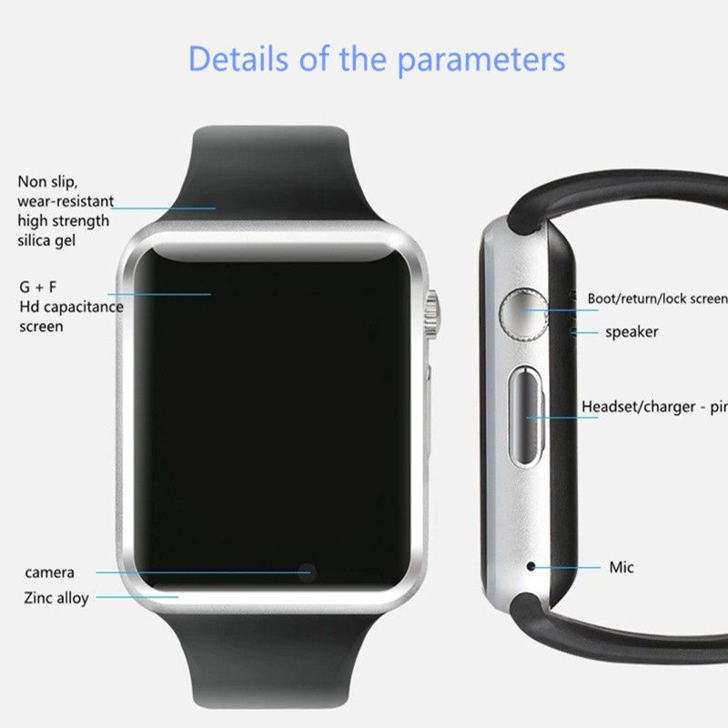 A1 smart watch with Sim Card slot and tf card slot Android sport SmartWatch band Camera pk DZ09 U8 v8 gt08 WristWatch bracelet bluetooth smart watch with sim slot and wifi woman smartwatches