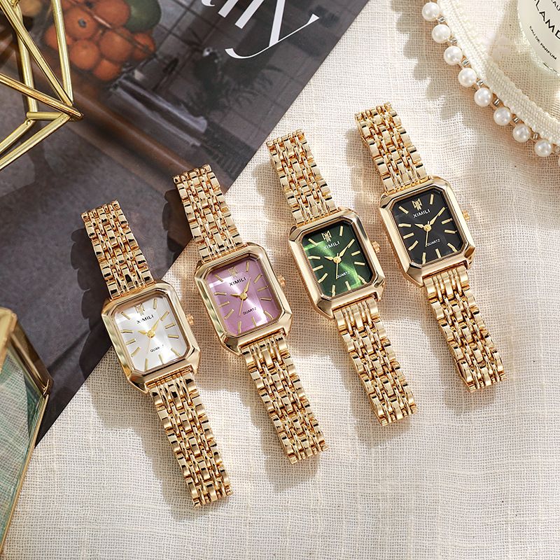 JQSEN Women's Watch Light Luxury Steel Band Female Student Fashion Casual Square Quartz Watch Analog Watch Gold Watch for woman Valentine's Day present girlfriend gift mother's day gift ladies watch