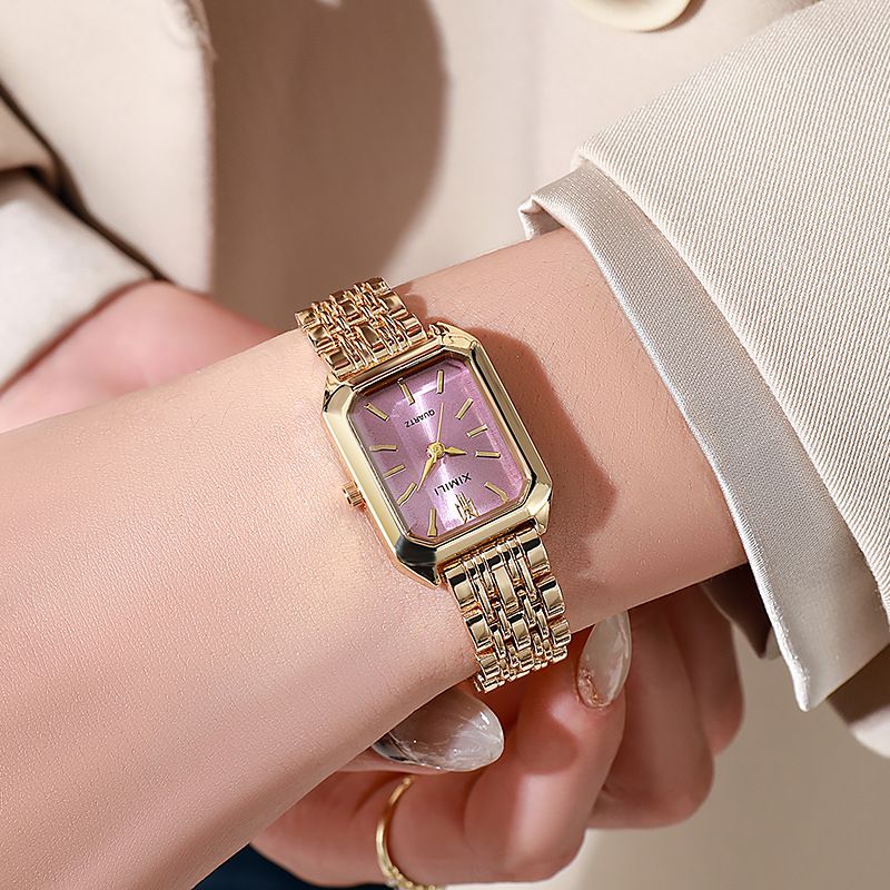 JQSEN Women's Watch Light Luxury Steel Band Female Student Fashion Casual Square Quartz Watch Analog Watch Gold Watch for woman Valentine's Day present girlfriend gift mother's day gift ladies watch