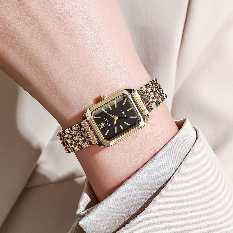 JQSEN Women's Watch Light Luxury Steel Band Female Student Fashion Casual Square Quartz Watch Analog Watch Gold Watch for woman Valentine's Day present girlfriend gift mother's day gift ladies watch