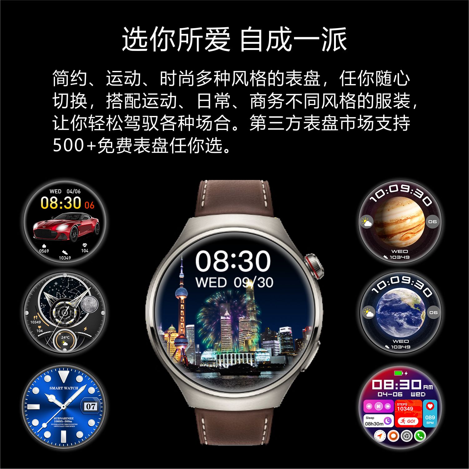JQSEN G7 MAX smart watch round screen NFC heart rate Monitoring Bluetooth call sports smart watch for Men Woman smart bracelet for Android IOS Men Smartwatches with 2 pcs strap