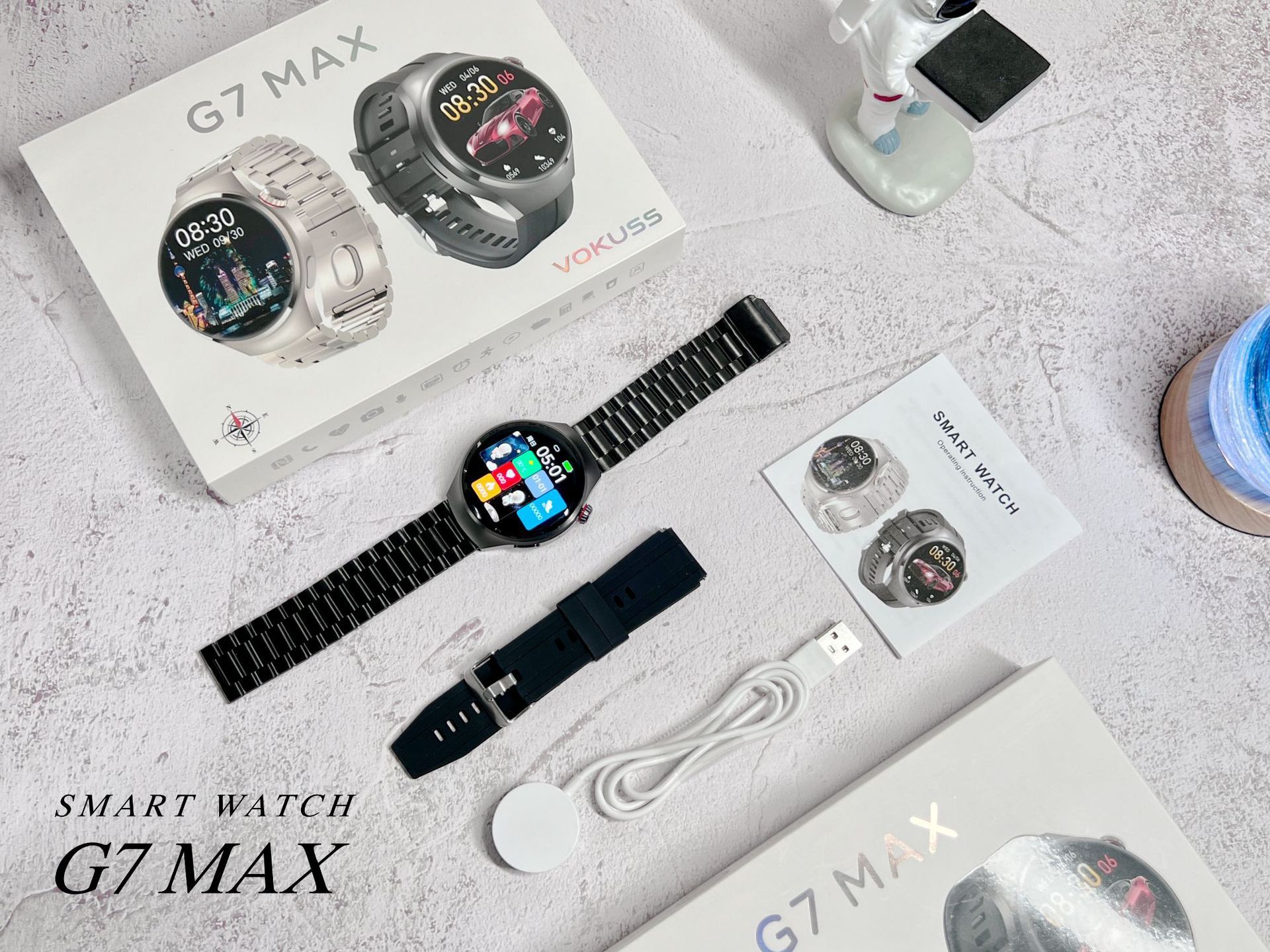 JQSEN G7 MAX smart watch round screen NFC heart rate Monitoring Bluetooth call sports smart watch for Men Woman smart bracelet for Android IOS Men Smartwatches with 2 pcs strap