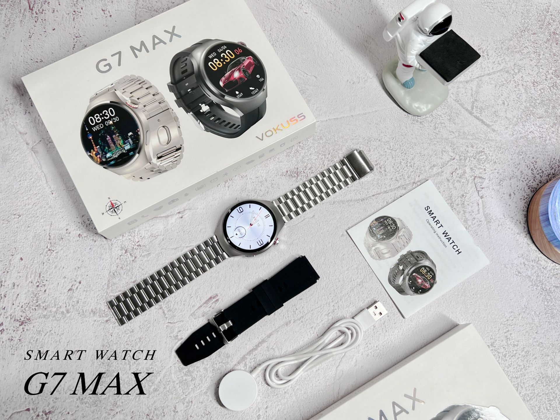 JQSEN G7 MAX smart watch round screen NFC heart rate Monitoring Bluetooth call sports smart watch for Men Woman smart bracelet for Android IOS Men Smartwatches with 2 pcs strap