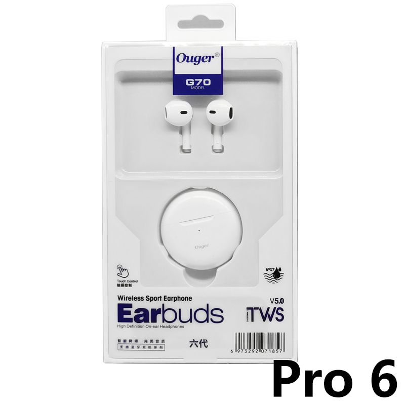 JQSEN Air Pro 6 TWS Wireless Headphones with Mic Fone Bluetooth Earphones Sport Running Earpiece for Apple iPhone Xiaomi Pro6 Gaming Wireless Earbuds Bluetooth Headset Wireless Earphone Ouger G70