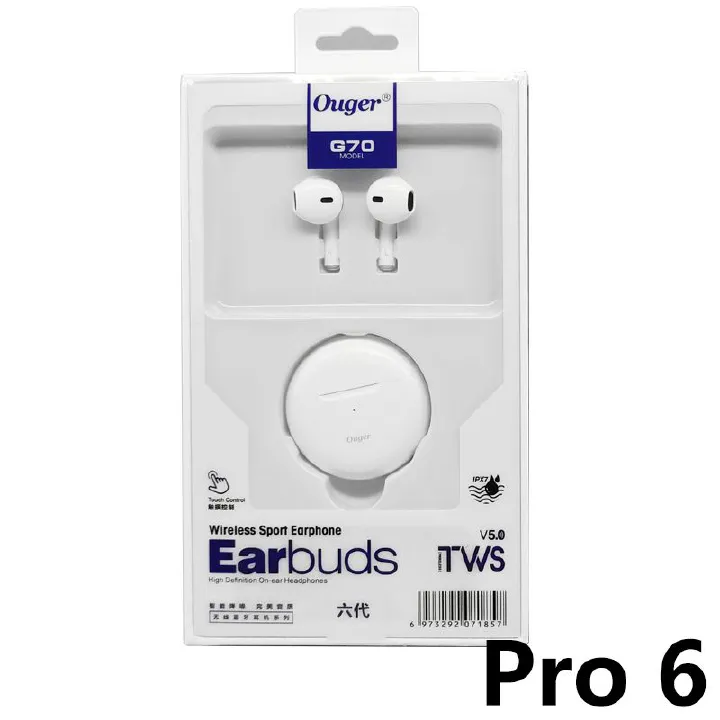 JQSEN Air Pro 6 TWS Wireless Headphones with Mic Fone Bluetooth Earphones Sport Running Earpiece for Apple iPhone Xiaomi Pro6 Gaming Wireless Earbuds Bluetooth Headset Wireless Earphone Ouger G70