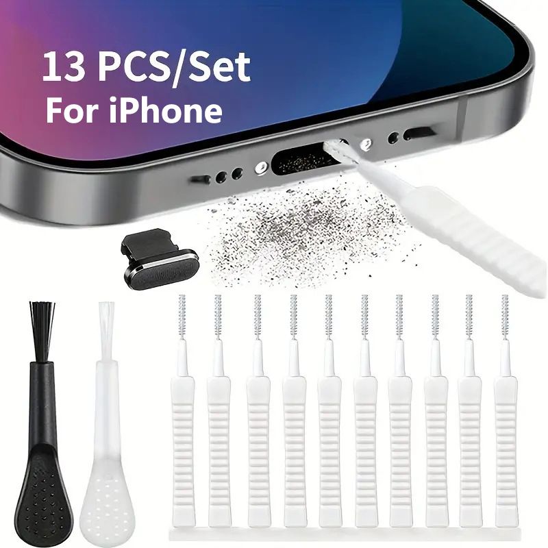 14Pcs Set Mobile phone charging interface cleaning kit suitable for iPhone 15 Type-C interface computer Keyboard Cleaner Keyboard Cleaning Kit Computer Cleaning Kit Earphone Cleaner Multifunction Tool