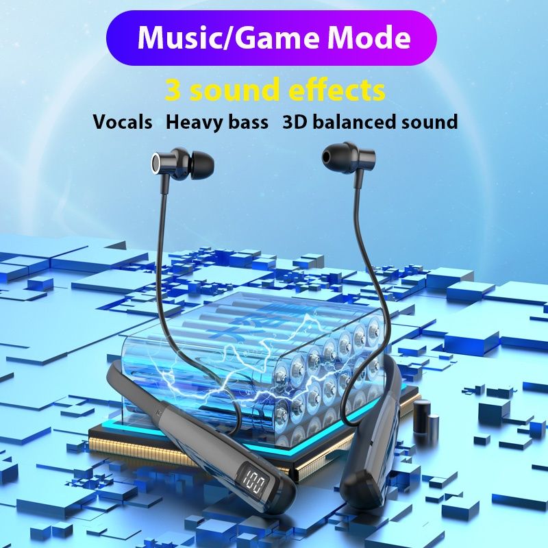 JQSEN Y10 80 Hours Wireless Bluetooth Earphone Neck-Mounted Bluetooth 5.3 Headphones Super Bass Earphones in ear Sport Headset Wireless Earbuds Intelligent Noise Reduction Gaming Headphone with Mic