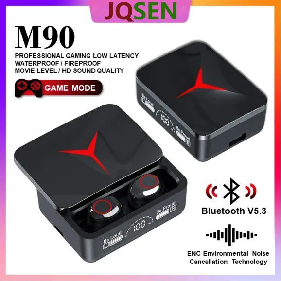 M90 Pro TWS Bluetooth Earphone Gaming Wireless Headset Slide Design With LED Power Display noise canceling stereo sports headphones in-ear earbuds earpods Wireless HIFI Stereo headset with Microphone