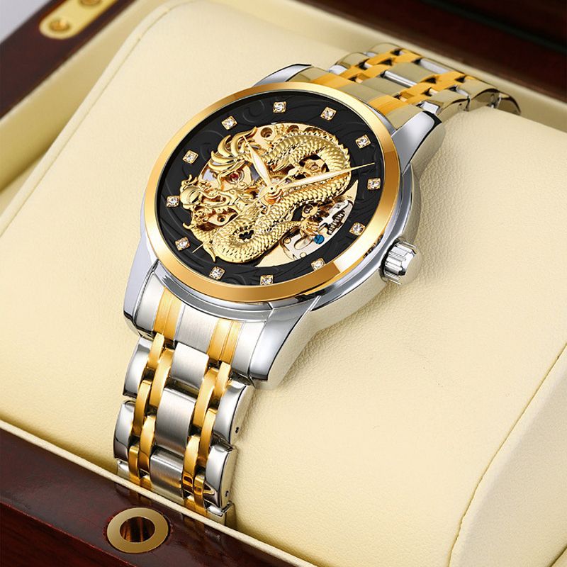 fully automatic mechanical watch Men's casual business watch Quartz Watch Wristwatch Gold Stainless Steel Couple Watch 30M Waterproof Exquisite Men Women Luxury automatic watch Analog watch for Men