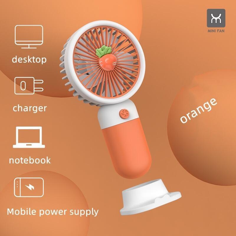 Portable Ultra-quiet USB Mini Handheld Wind Power Rechargeable Portable USB Fan With Phone Holder Slot Student Office Small Cooling Fans 5 Blades 1 Speed