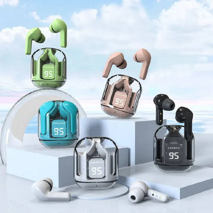 JQSEN True Bluetooth Headset In-Ear Transparent Design with LED Digital Display HIFI Stereo Sound TWS Earphones for Sports Music Air 31 Wireless earphone with Microphone Game Wireless earbuds inpods