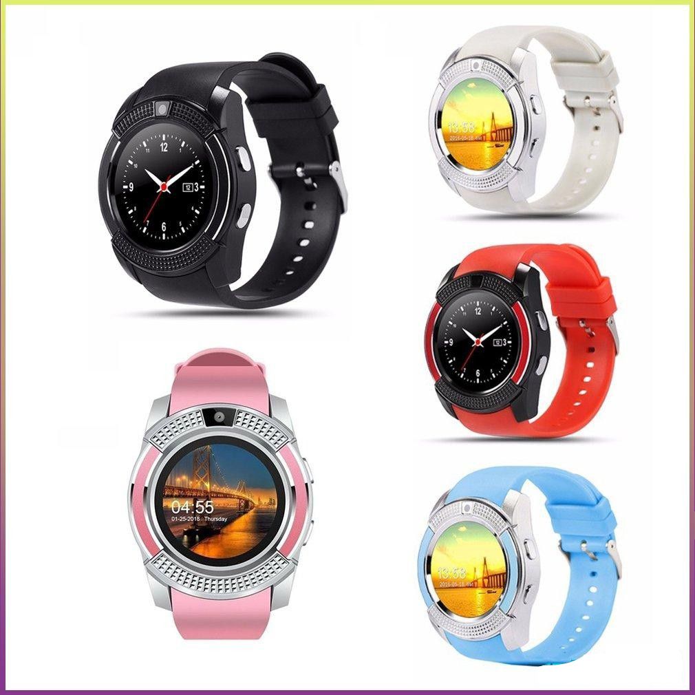 JQSEN V8 Smart Watch 0.3M Camera Smartwatch for both men and women supports SIM card TF Card Sync waterproof Sports Smart watch heart rate fitness Tracker Pedometer Watch for Men Alarm Clock Watches