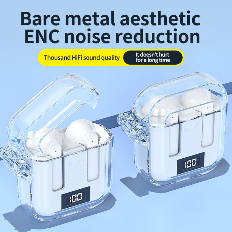 Gaming Wireless Earphone TM90 In-Ear Wireless earbuds True TWS Bluetooth earphone Wireless Headset Digital Display HIFI Stereo Transparent Waterproof Sports Bluetooth headphone Noise Canceling earpods