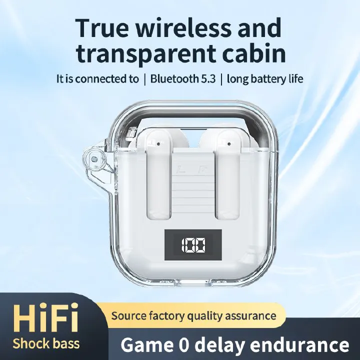 TM90 Wireless Earphone with Microphone Bluetooth Earphones Gaming No Delay In-Ear Wireless Earbuds With Transparent Power Display 200mAh Charging Case Bluetooth Headset For Phone Computer Laptop