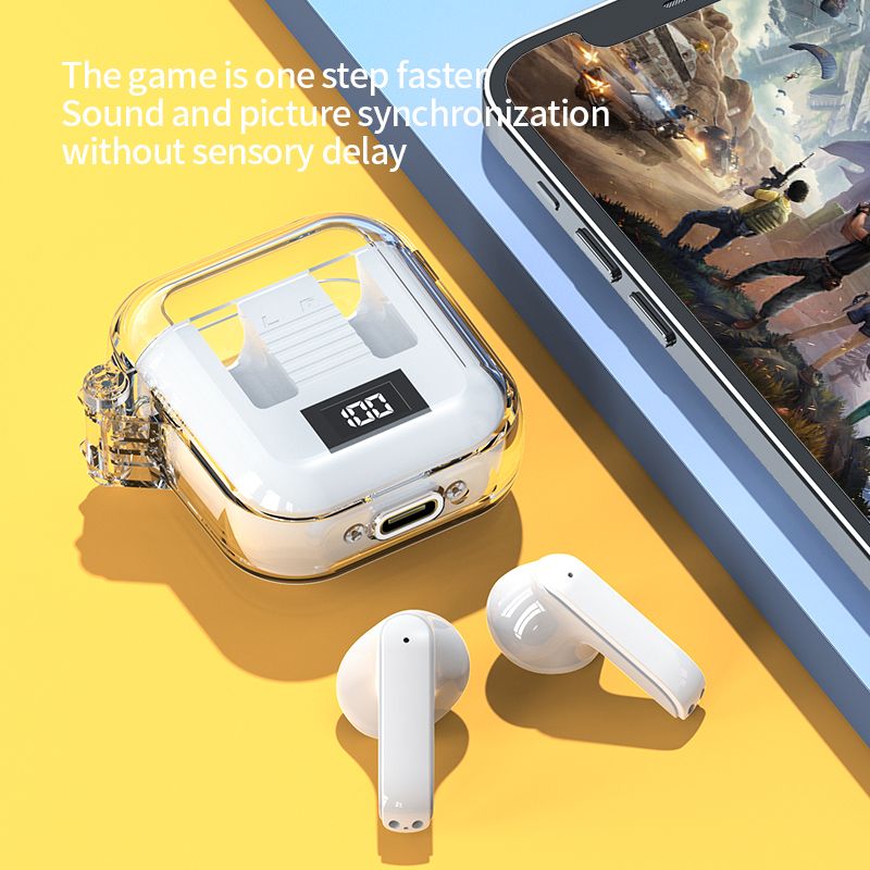 Gaming Wireless Earphone TM90 In-Ear Wireless earbuds True TWS Bluetooth earphone Wireless Headset Digital Display HIFI Stereo Transparent Waterproof Sports Bluetooth headphone Noise Canceling earpods