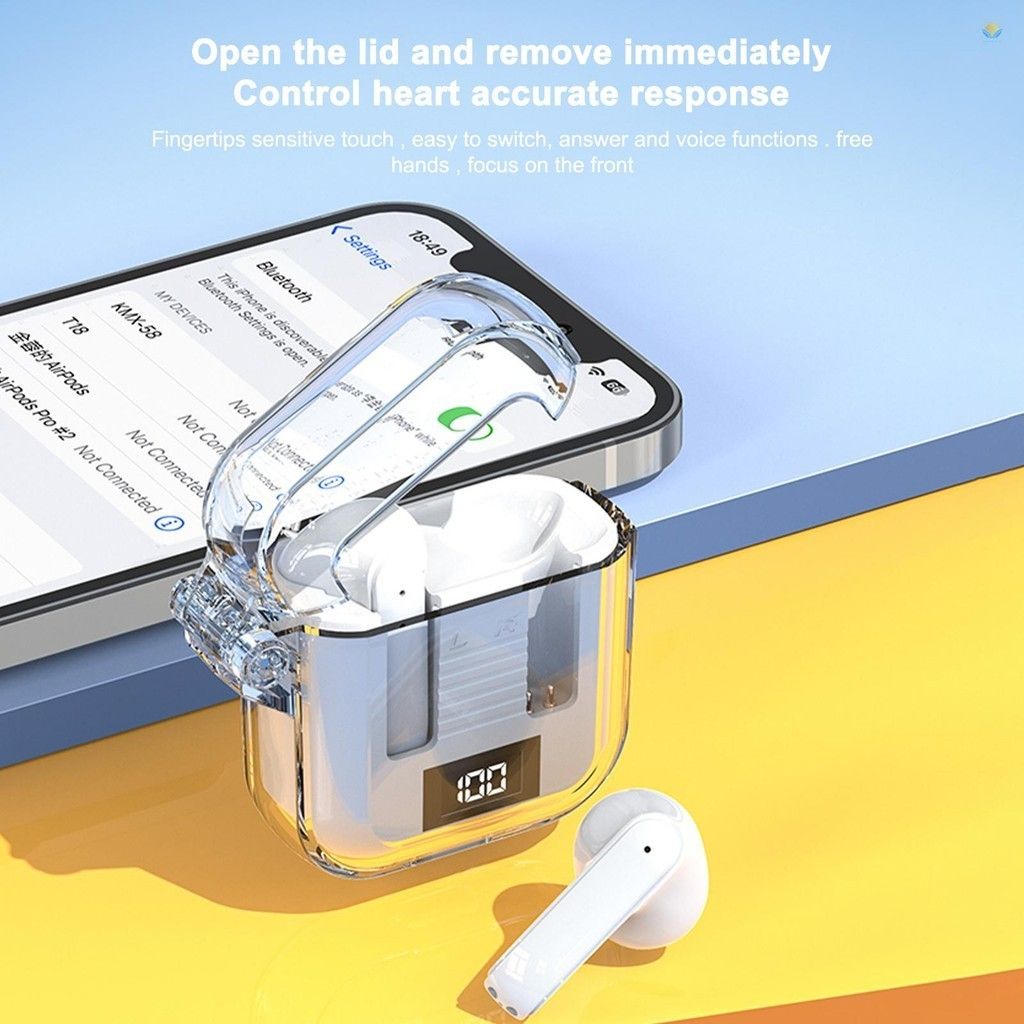 Gaming Wireless Earphone TM90 In-Ear Wireless earbuds True TWS Bluetooth earphone Wireless Headset Digital Display HIFI Stereo Transparent Waterproof Sports Bluetooth headphone Noise Canceling earpods