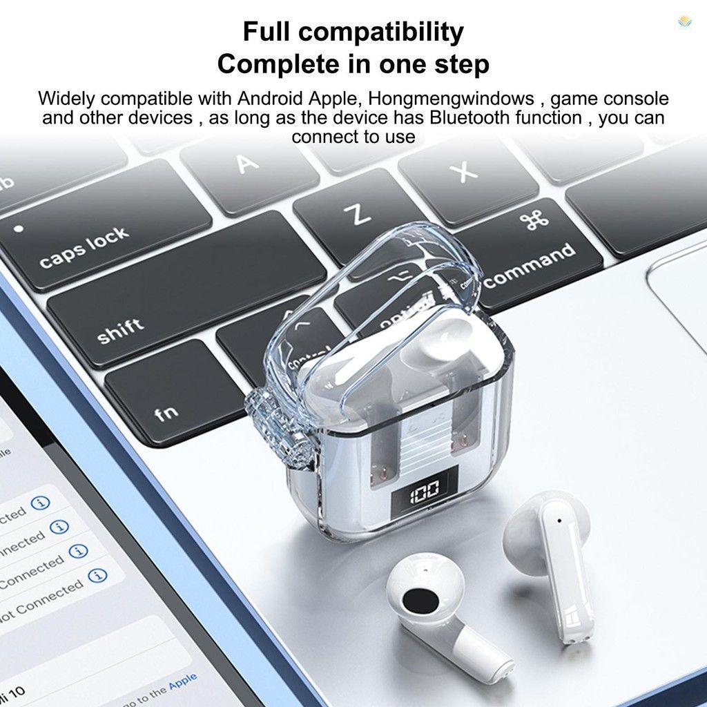Gaming Wireless Earphone TM90 In-Ear Wireless earbuds True TWS Bluetooth earphone Wireless Headset Digital Display HIFI Stereo Transparent Waterproof Sports Bluetooth headphone Noise Canceling earpods
