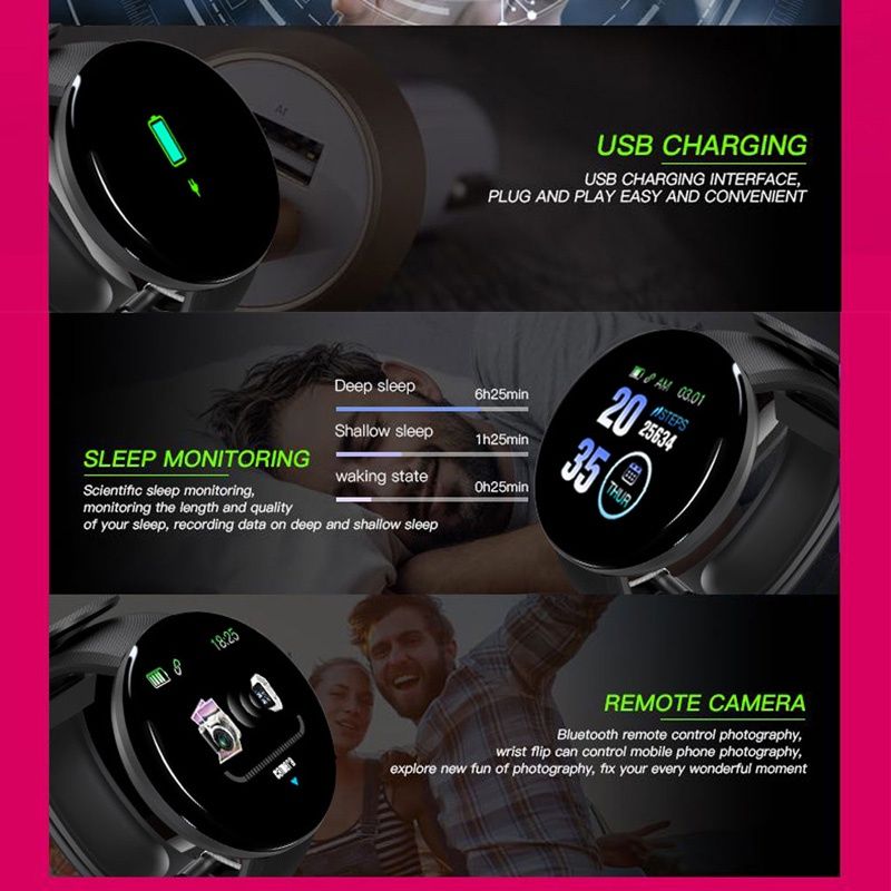 Men Women Smartwatch New Iwo Smart Watch D18 Smart Watches Round Waterproof with Fitness Tracker / Smartwatch with Bluetooth Male PK X8 FD68 HW16 W37 Unisex Watch Couple Watch Fashion Smart bracelet