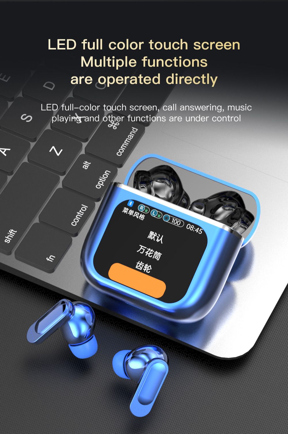 SE60 ANC ENC Noise Cancelling Tws Bluetooth Wireless Gaming in-ear Headphones Bluetooth Wireless Earbuds Earphones with Color Screen Wireless Earpods Bluetooth Headphone with Microphone Music Pods Bud
